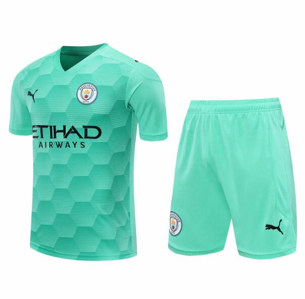 Manchester City Green Goalkeeper Soccer Jersey Kits (Shirt+Shorts) 2020/21